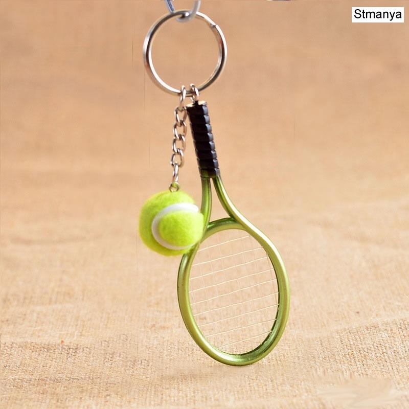 Cute Sport Mini Tennis Racket Pendant Keychain Keyring Key Chain Ring Finder Holer Accessories Gifts for Teenager KTJ