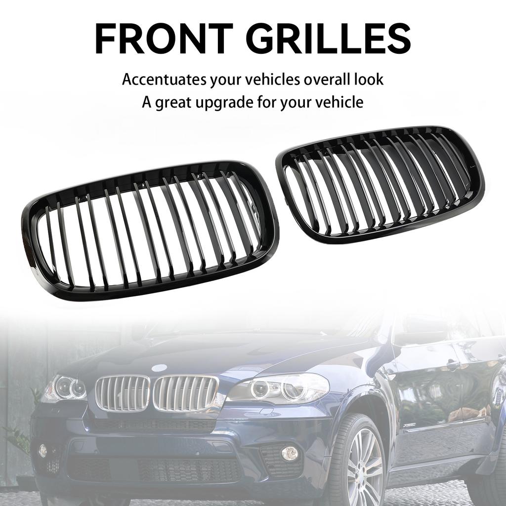 Front Bumper Kidney Grille Grill Fit BMW X5 E70 X6 E71 2007-2013 Gloss Black