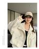 Plus Size Women's College Style Stand-Up Collar Autumn Jacket - Loose Fit, Niche Design