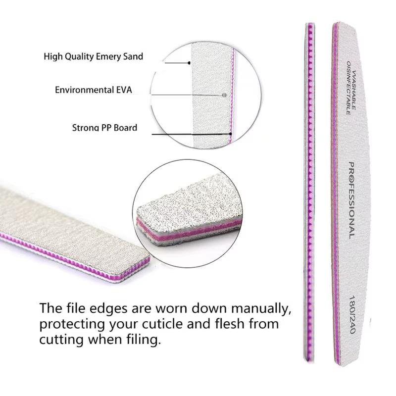 5/10Pcs Banana Nail Files Set 180/240 Grit Sandpaper Sanding Nails Buffer File Professional Supply Manicure Accessories And Tool