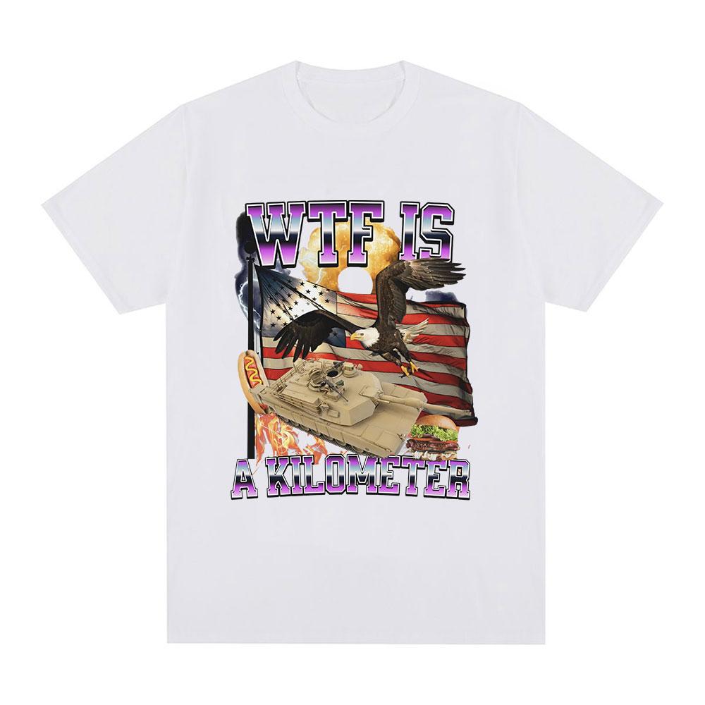 Wtf Is A Kilometer Meme Graphic T Shirt Men's Fashion Hip Hop T-shirt Summer Casual 100% Cotton Short Sleeve Oversized T Shirts