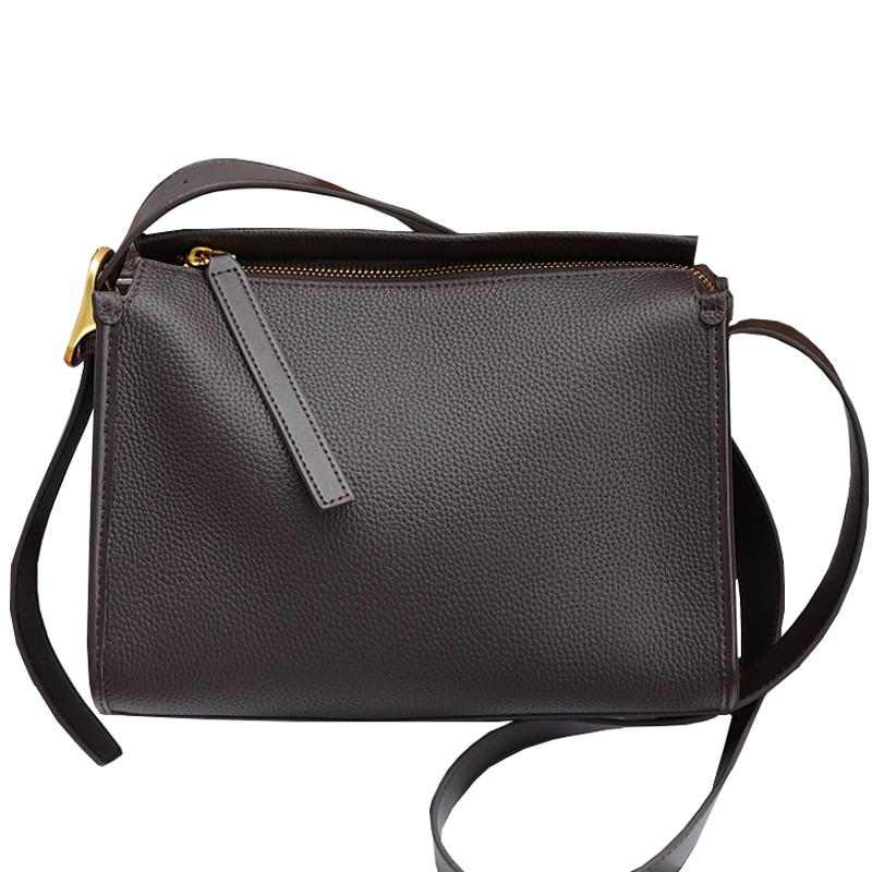 Genuine Leather Women's Shoulder Crossbody Black Bags Luxury Designer Cowhide Wide Shoulder Straps Gray Pillow Bag Ebony Gray