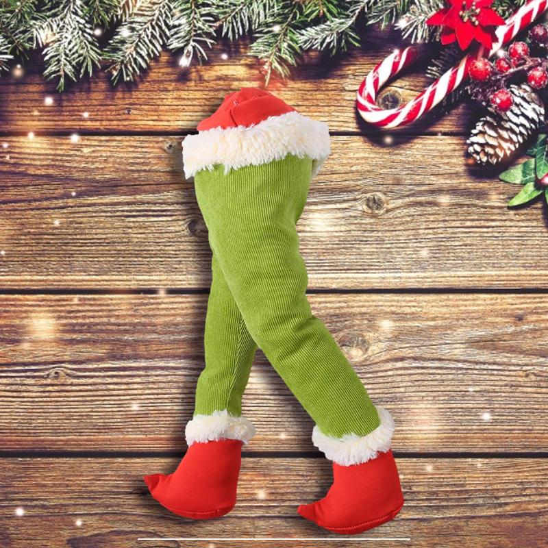 Christmas Tree Decoration Green Prosthetic Leg (with Safflower Garland)