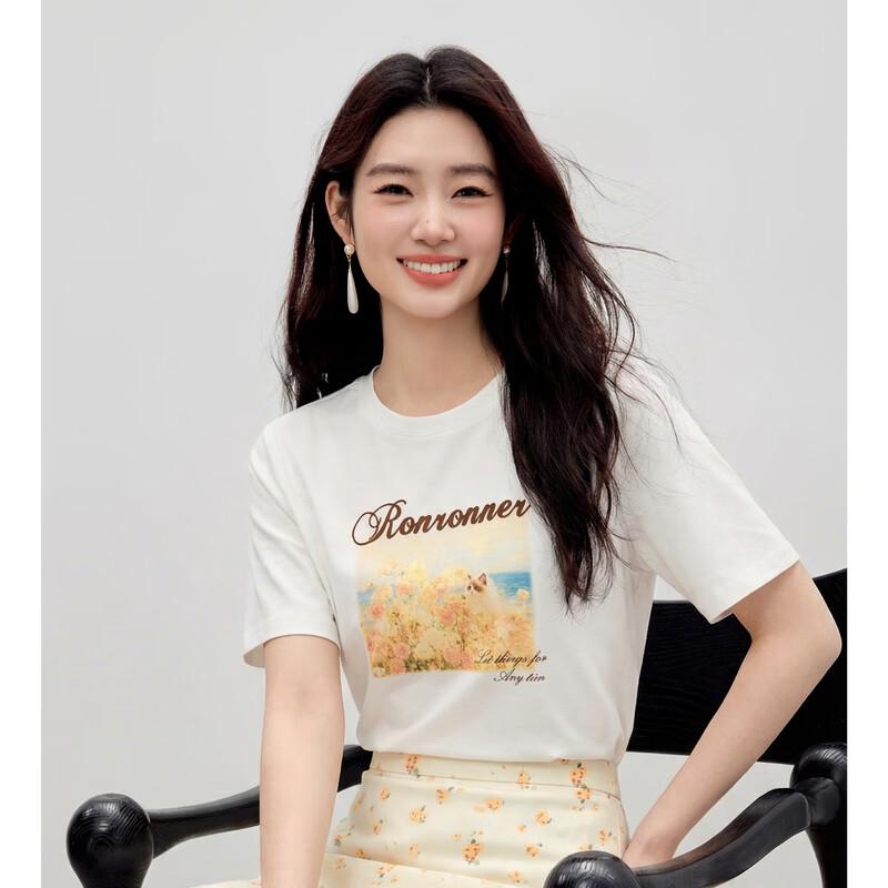 Qiusuiyiren Casual Animal Print Short Sleeve T-Shirt S