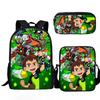 Popular Youthful Ben10 3D Print 3pcs/Set Student Travel Bags Laptop Daypack Backpack Shoulder Bag Pencil Case