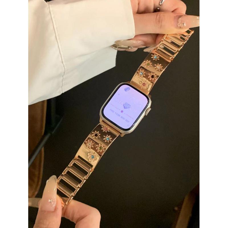 

Металевий браслет зі зіркою для Apple Watch S9/Iwatch87 - діамантовий ланцюжок, сумісність з SE 38/40/41mm