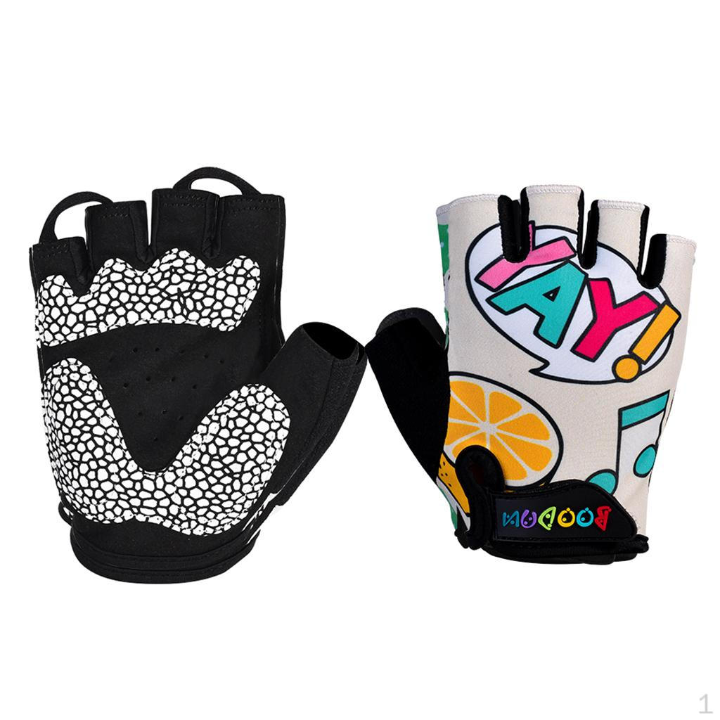 

Kids Half Finger Short Shock-Absorbing Cycling Gloves for Bike Exercise Skate Skateboard - Choose A-L