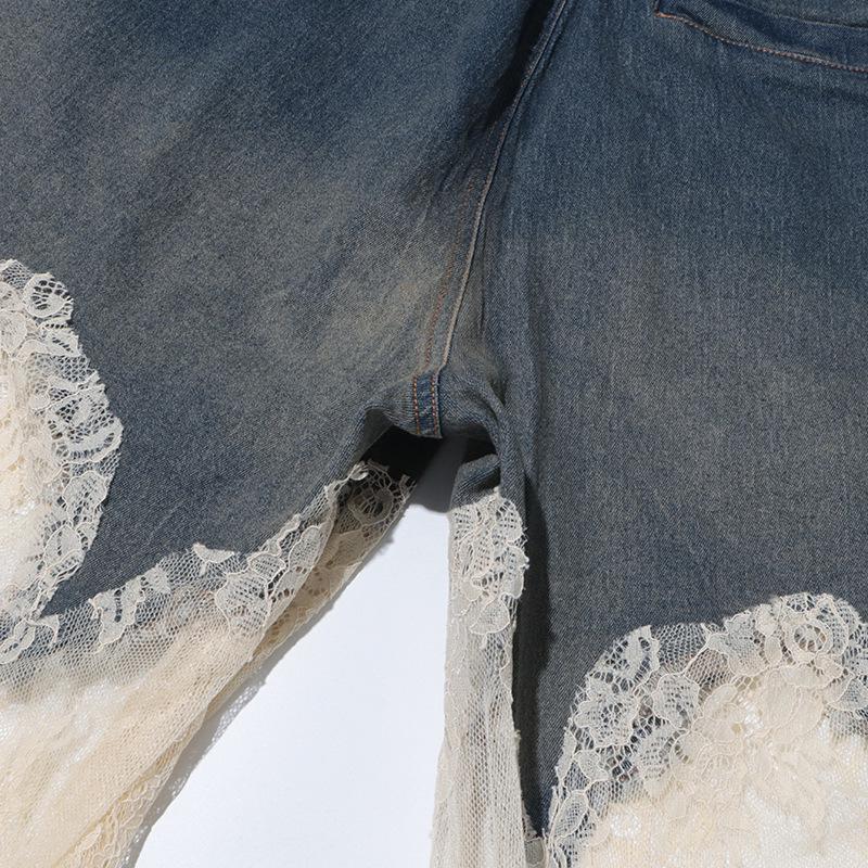 Set Due Pezzi Jeans Patchwork di Pizzo Trendy Estivo 2026 per Donna