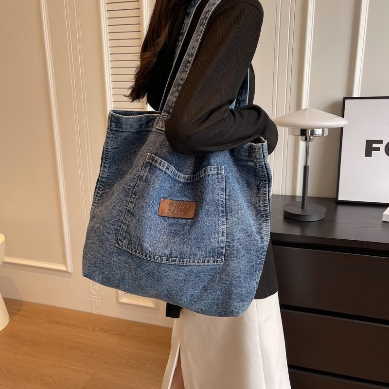 

Холщовая сумка через плечо большой вместимости для покупок светло-синий