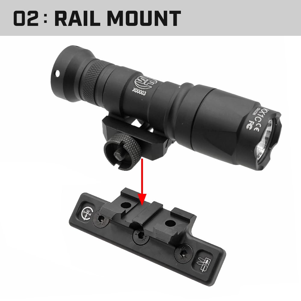 Ryohin Takehin M-LOK Compatible Offset Adaptive Light Mount for SF M300/M600 Mod Lights with 20mm Rails, Black (Offset Adaptive Light Mount Replica)