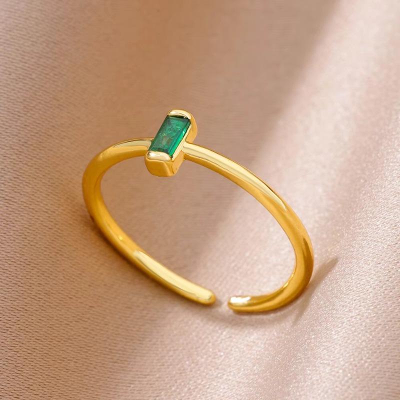 Hot-selling Micro-inlaid Colored Treasure Zircon Ring Women's Simple and Versatile Unique Design Love Geometric Light Luxury Ring