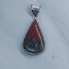 Pear Cab African Bloodstone 925 Sterling Silver Pendant, Designer Boho Pendant