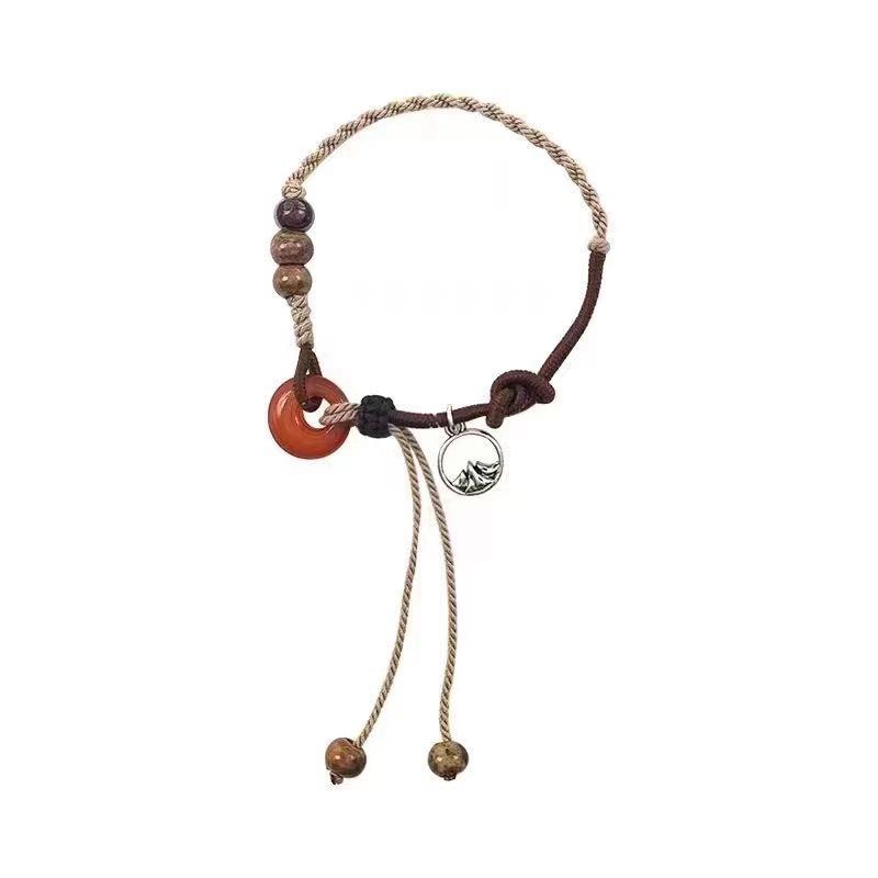

Maillard amber safety buckle bracelet women s new new Chinese woven hand rope ethnic style jewelry