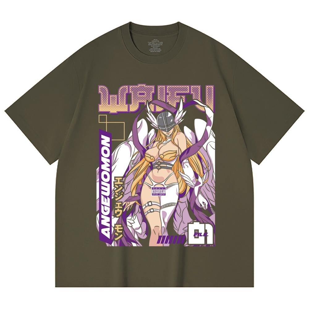 230 Gsm 100% Cotton Digimon V9 Angewomon Waifu Print Unisex Heavy Cotton T Shirt