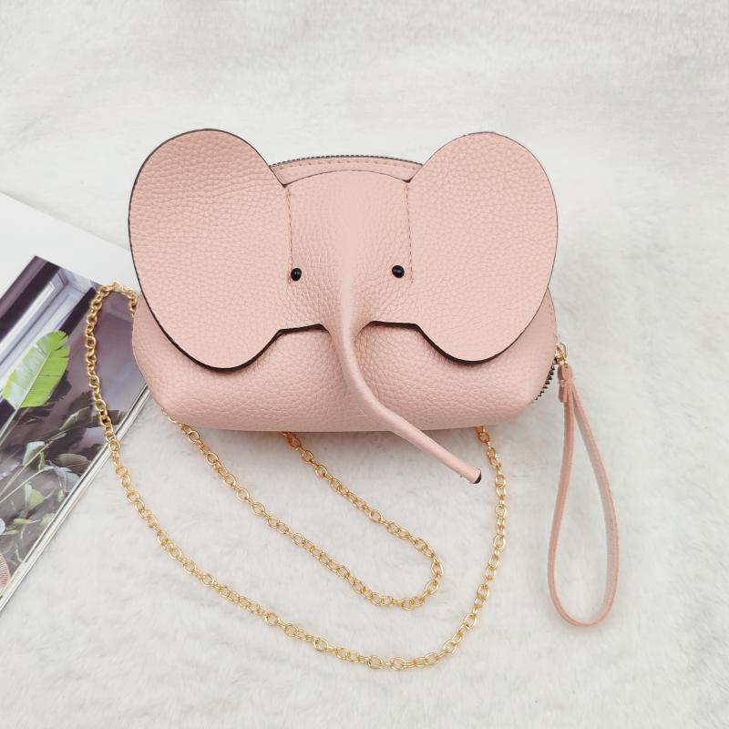 Korean  Solid Color Pu Leather Phone Purses Mini Elephant Crossbody Bags Ladies Lovely Casual Bags For Women