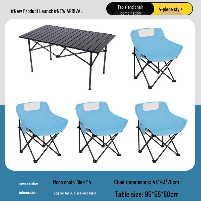 Outdoor Folding Camping Table & High-Back Chair Set