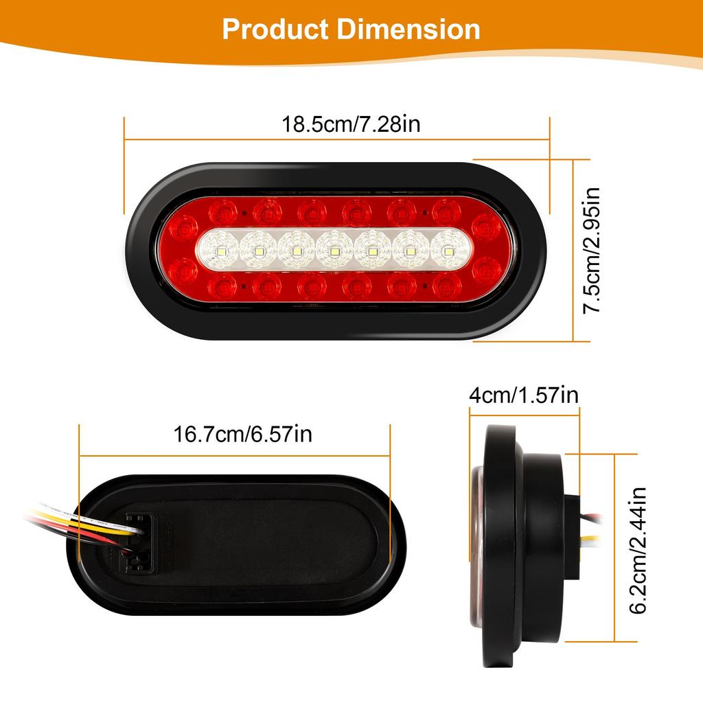 RUNHWEE LED Anhängerleuchten-Set Zwei ovale Rückleuchten mit 23 LEDs Bremslicht Blinker Wasserdicht für Wohnmobile Boote Rot Weiß - 6-Zoll Begrenzungsleuchten & Signalleuchten, LKWs,