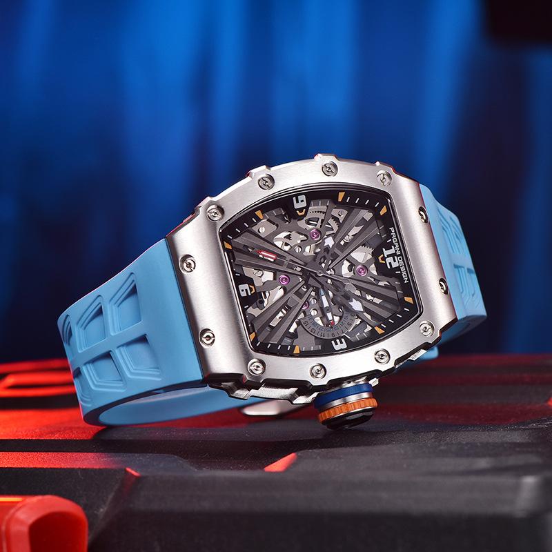 Pagani Design Hochwertige, wasserdichte, leuchtende Quarzuhr in Tonnenform für Herren