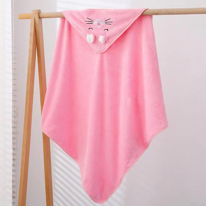 Baby Hooded Cartoon Bath Towel & Coral Fleece Swaddle Blanket