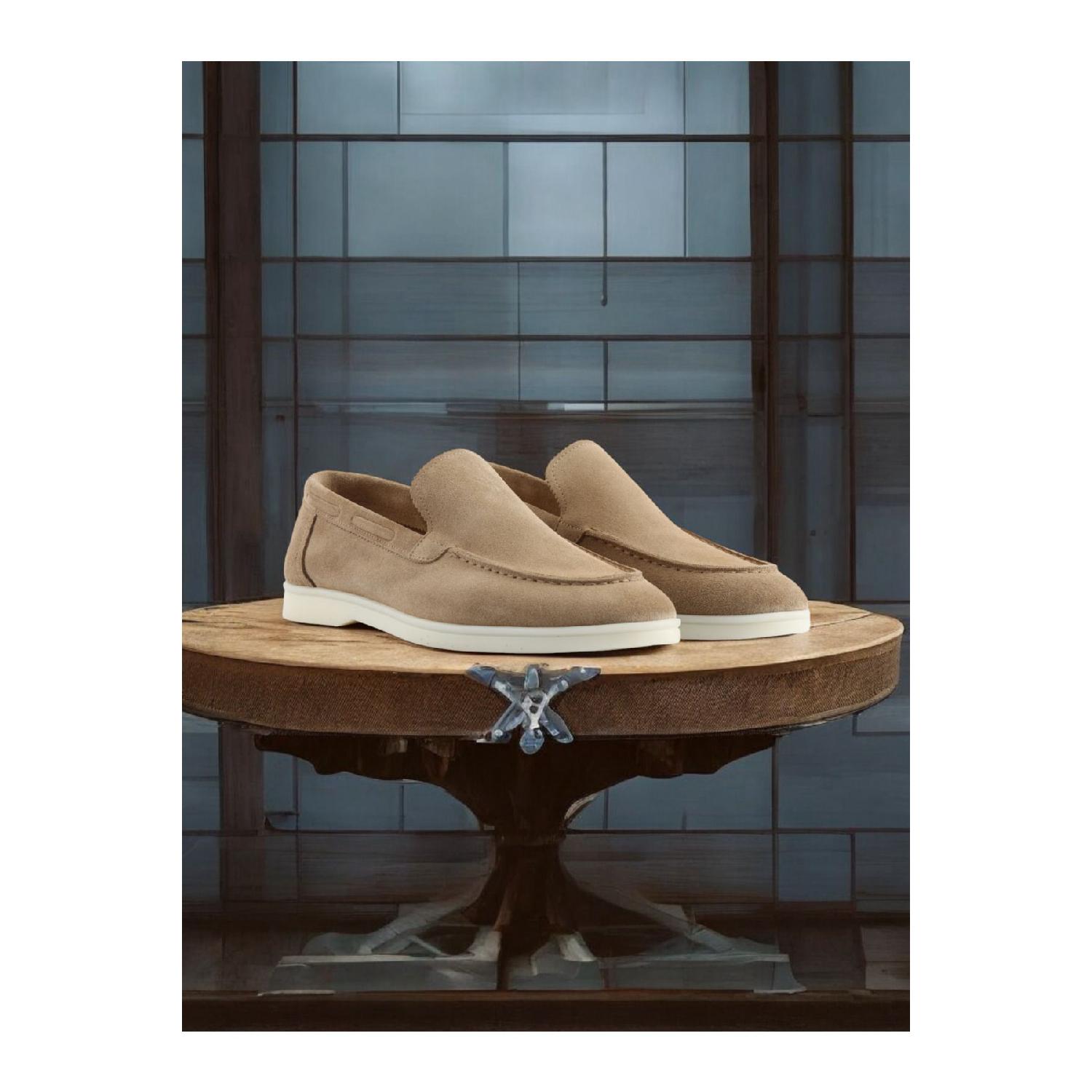 

Genuine Leather Beige Suede Loafer Men s Shoes 800-05 40