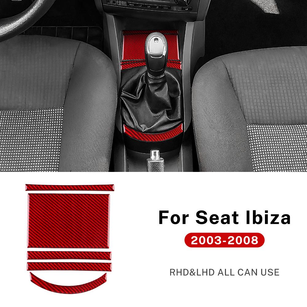 

Real Soft Carbon Fiber Sticker For Seat Ibiza 6l 2003 2004 2005 2006 2007 2008 LHD RHD Manual Car Gear Center Console Panel Trim