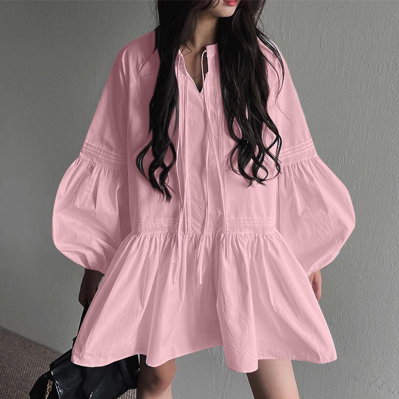 

ZANZEA Женские винтажные платья-фонарики с круглым вырезом и полосатым узором с длинным рукавом 5XL розовый