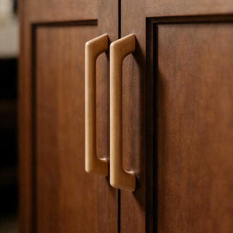 Natural Solid Wood Cabinet & Wardrobe Handle - Long, Cream Style