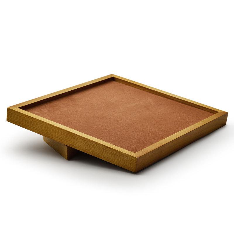 Solid Wood Necklace Display Stand Microfiber Leather Jewelry Organizer Pendant Holder