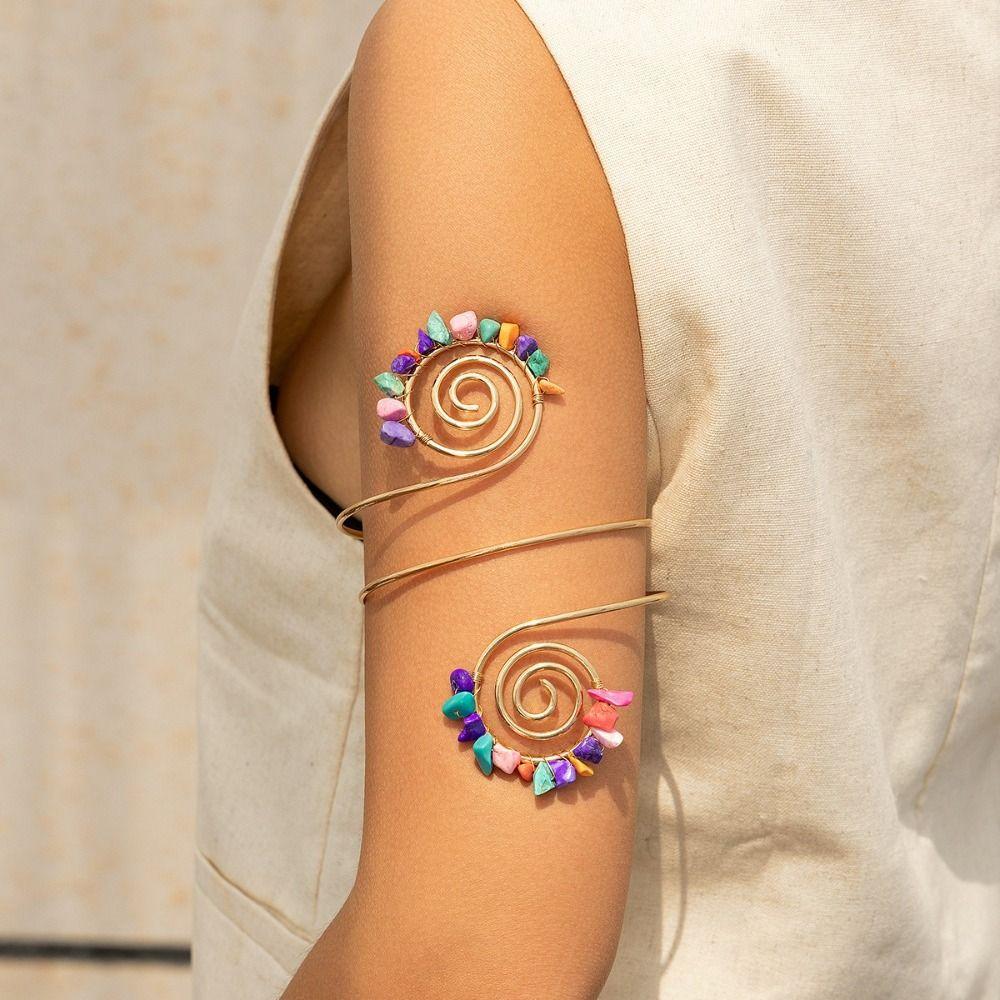 Handmade Craft Adjustable Armband Alloy Open Bangle Glamorous Bohemian Arm Cuff  Retro Fashion