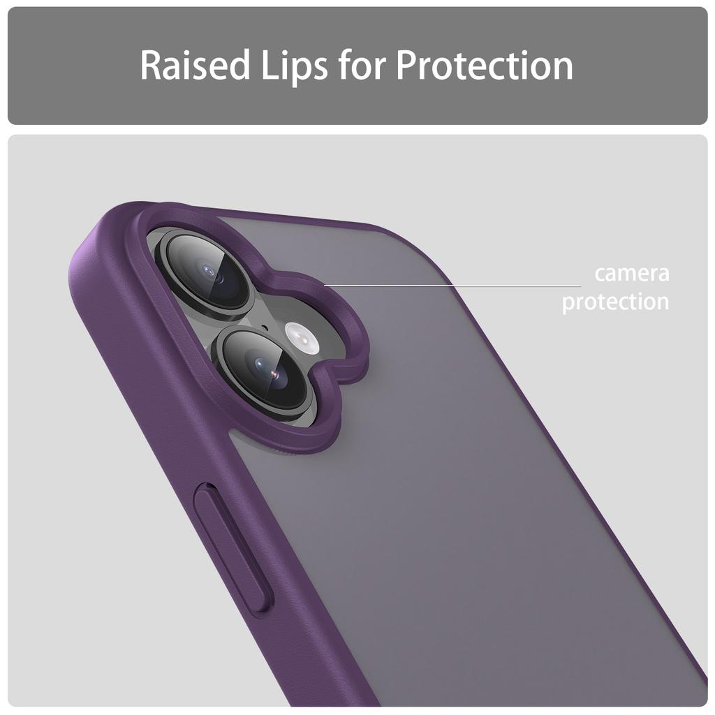For iPhone 16 Plus Case Skin Touch Matte Anti Drop TPU PC Phone Back Cover