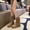 Yueyu Retro Ödlandwind Dicke Ferse Mittelhohe Stiefel Kinder Sommer 2025 Neu Herbst Grasland Western Cowboy Martin Stiefel