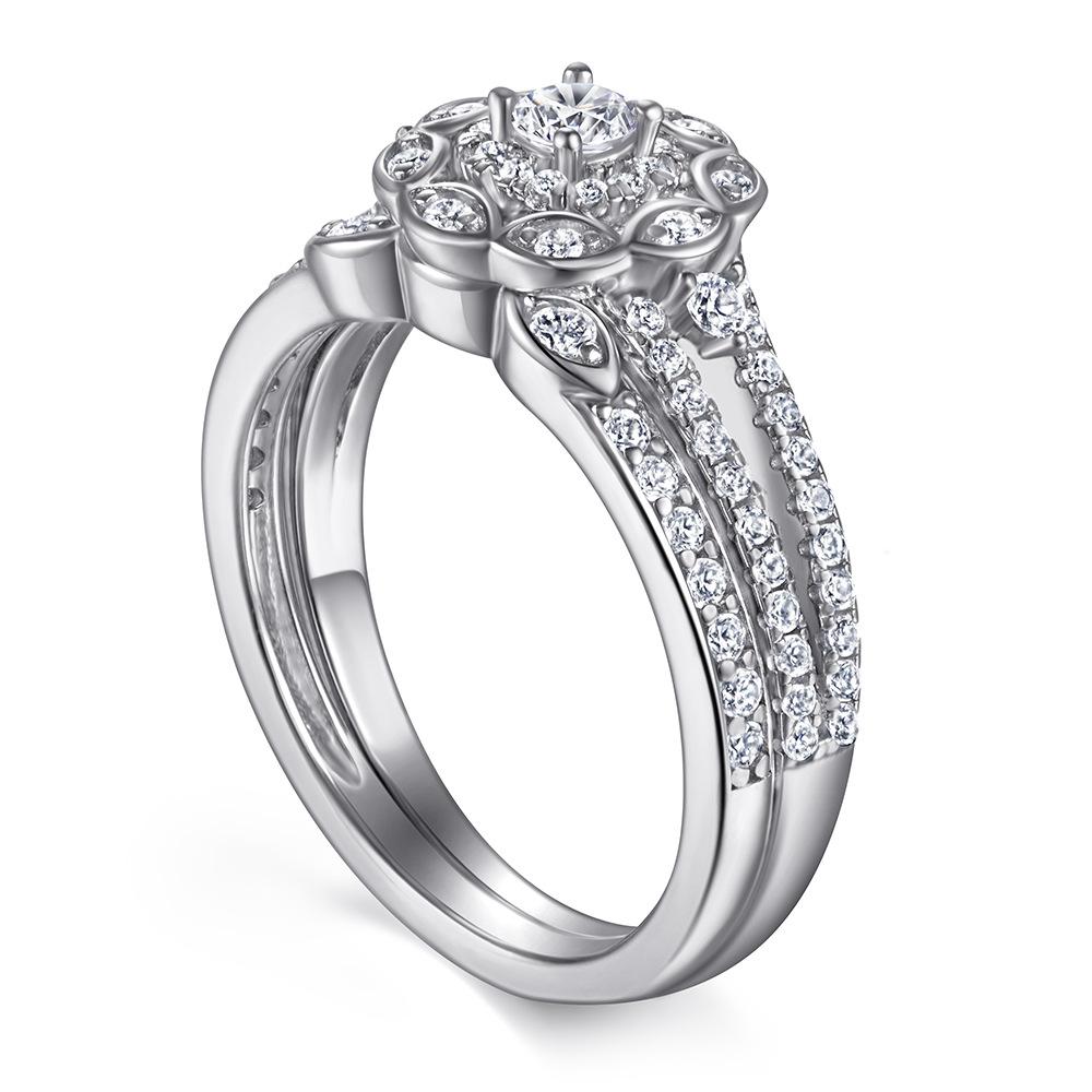 Lindon Klassisk 925 Sterling Sølv Zircon Ring Dame Smykker Bryllup Løfte Party Gift