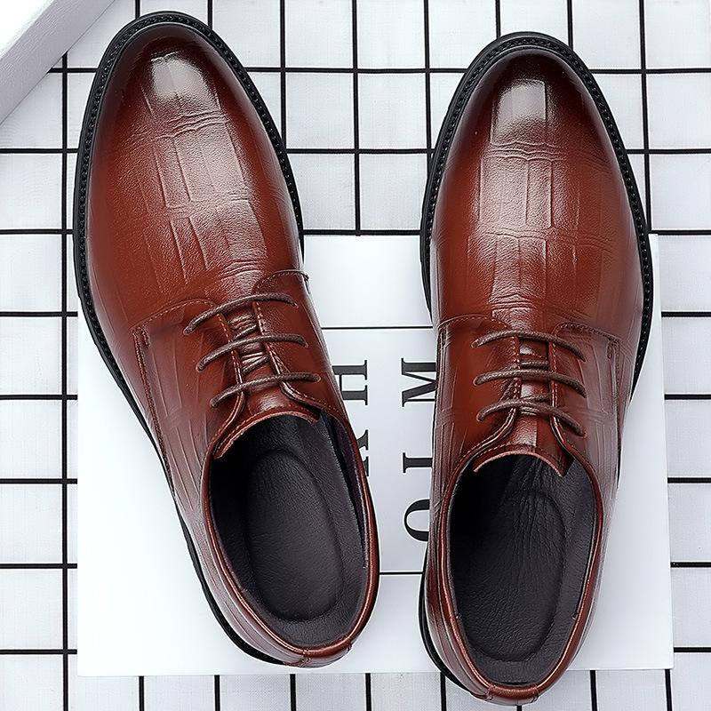 Menamp;#39;S Newestgenuine Leather Shoes Square Toe Business Dress High-End Mens Formal Shoes Breathable Comfortable Shoes