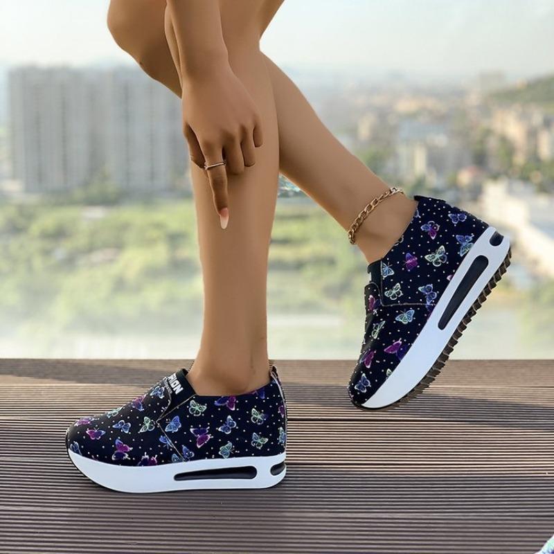 Large size sports shoes for women's spring and autumn new printed one-pedal casual shoes for women