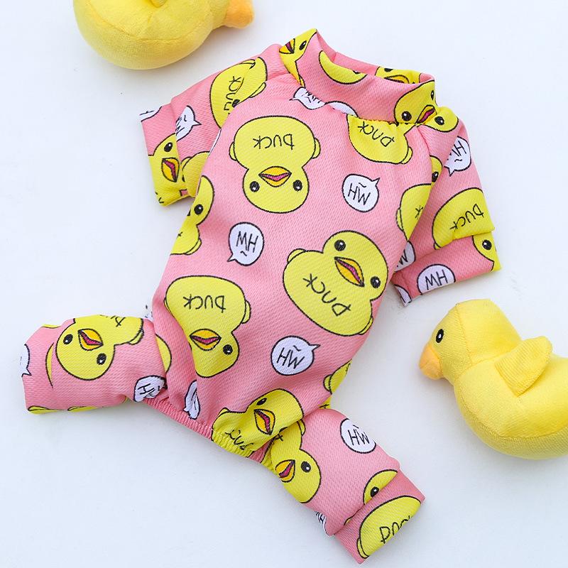 Spring and Autumn Pet Dog Dog Cat Teddy Pomeranian Duck Pajamas Bottom Out Four-legged Dog Clothes Cat Supplies