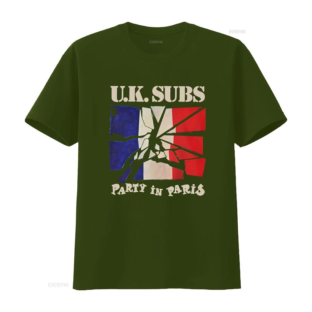 UK SUBS Party in Paris Print Black T Shirt for Men Large Size vintage Washed fashion Versatile streetwear Unisex graphic homme
