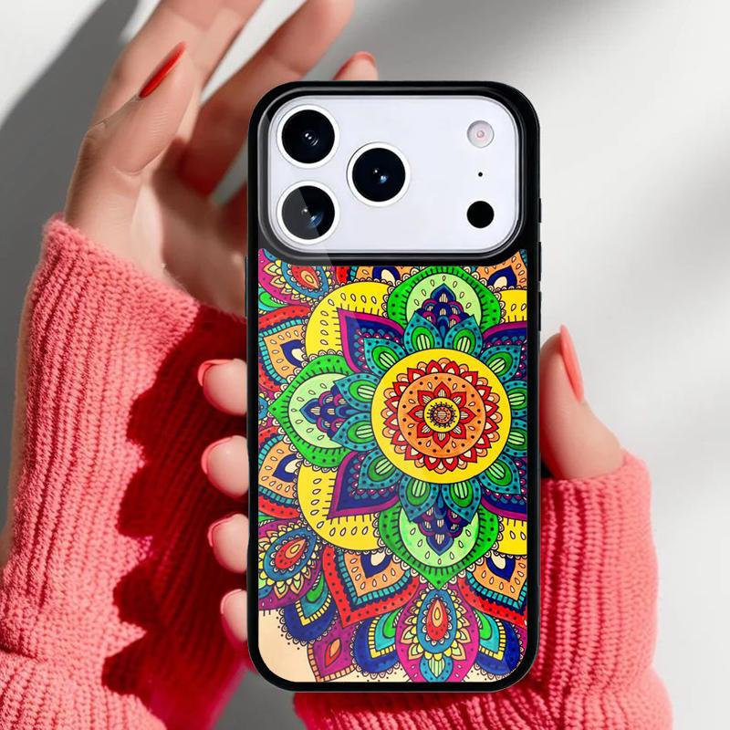 Elegant Mandala Floral Design Phone Case for iPhone 17 16 15 14 13 Pro Max Back Cover for 12 11 Pro Coque