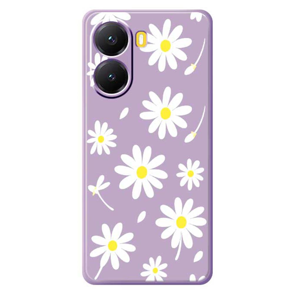 For Xiaomi Redmi Turbo 4 5G/Poco X7 Pro 5G Case White Daisy Pattern Printing Straight Edge TPU Phone Back Cover