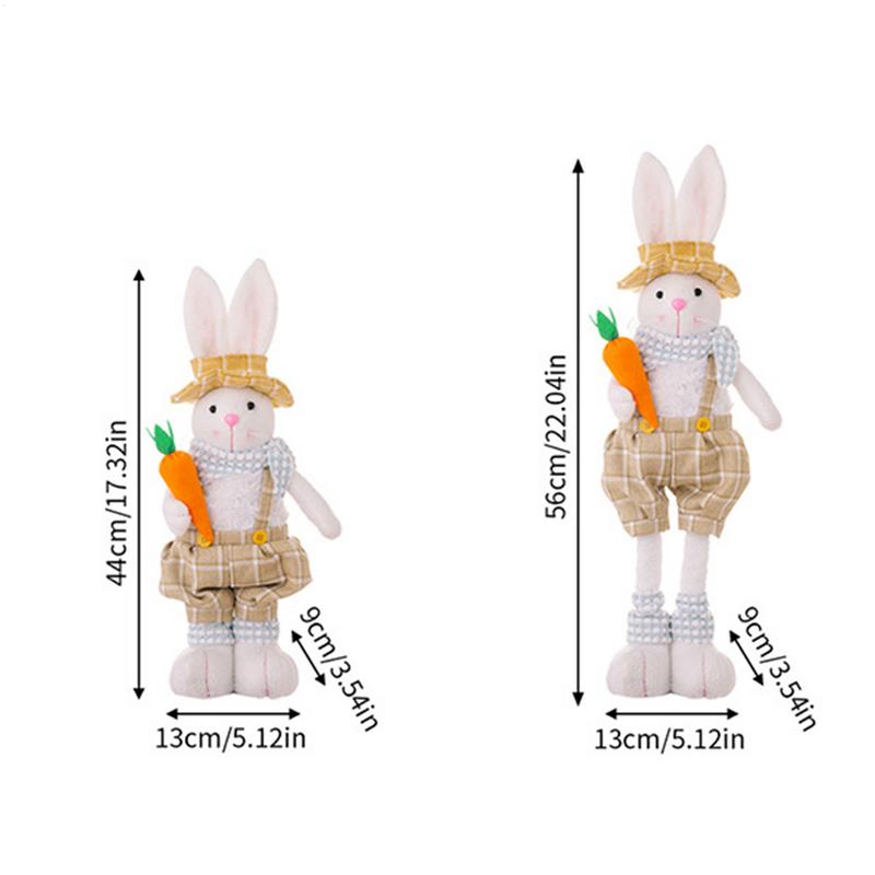 2025 Easter Standing Rabbit Ornaments Telescopic Dolls Figurine Spring Ornaments Cute Rabbit Dolls LittleElf Children's Gifts