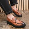 Fashion Luxury Brand Leather Shoes Brown Black Slip On Lattice Pattern Men's Casual Shoes Wedding Office Banquet Casual Loafers for Men