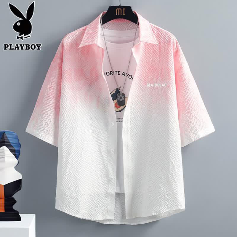 

PLAYBOY Men s Seersucker Tie-Dye Short Sleeve Shirt 3XL