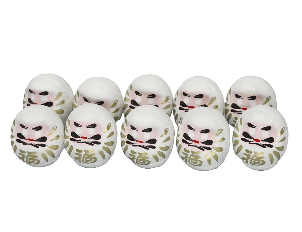 Made in Color Daruma Size 0 x Width x Depth Set of 10 Commercial Japan, Dolls, (Length 4.5cm 3.5cm 3.5cm), White, (For Use)