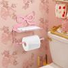 Pink Bows Decorated Metal Bathroom Tissue Holder Wall Mounted Toilet Paper Holder Bathroom Tissue Rack