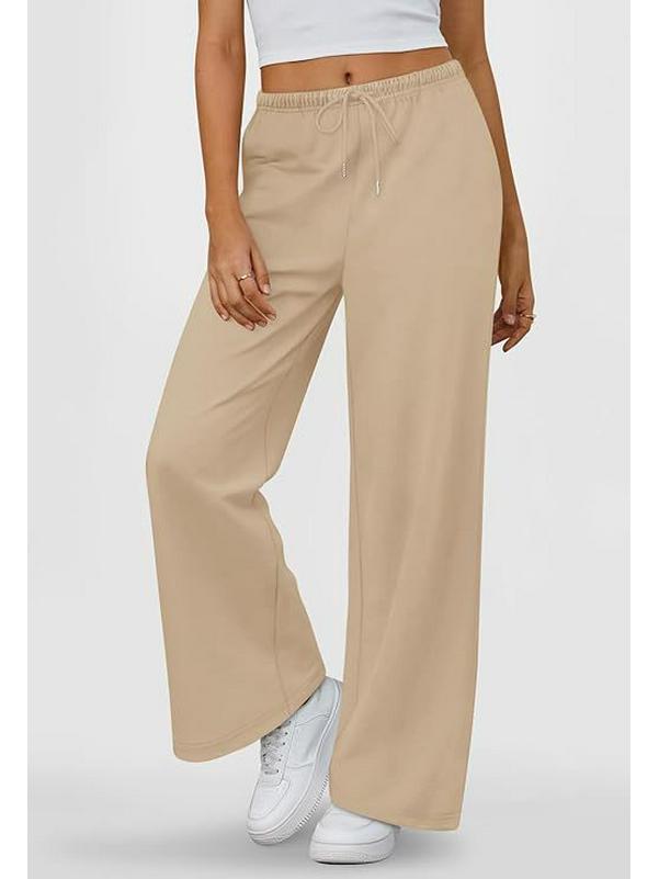 Summer Women's Jogging Pants - Elastic Waist, Solid Color, Plus Size, US Sizes, Drawstring Sweatpants
