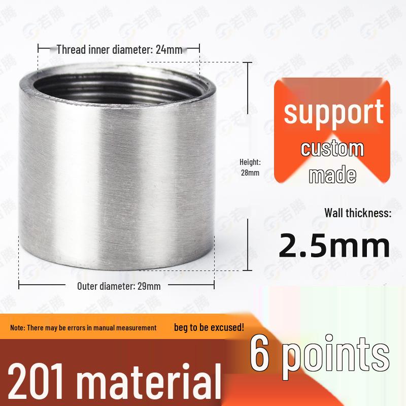 304 Stainless Steel Double Female Thread Pipe Fitting, Internal Thread, 4 to 6 Points, 1 Inch