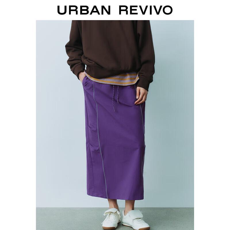 UR Women s Casual Drawstring Back Slit Midi Skirt XXS
