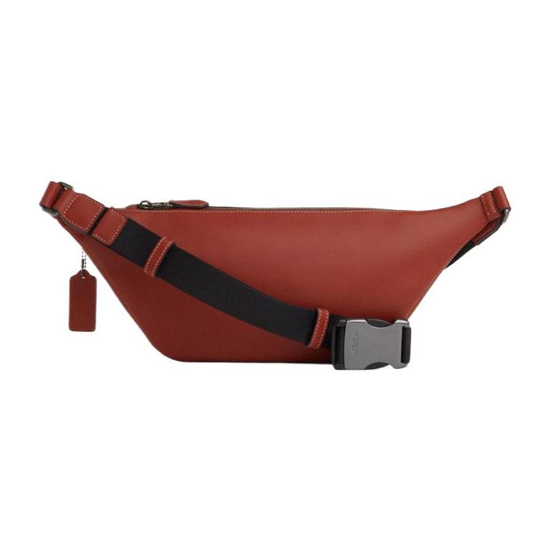 COACH Warren 30 printed zipper closure PVC artificial leather with cow leather crossbody chest bag waist bag large size men's brown