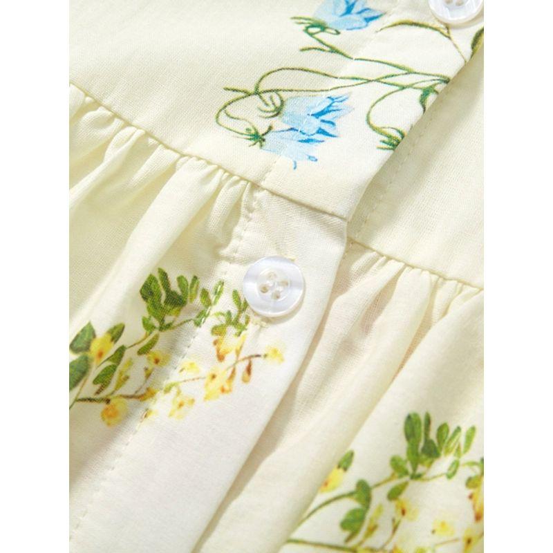 Girl Dress Pure Cotton Print Vest Dress Doll Type Dress Children's Summer Clothing Beige Sleeveless Princess Dress 56