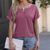 Spring/Summer Button Women's Casual T-shirt Solid Ladies Top