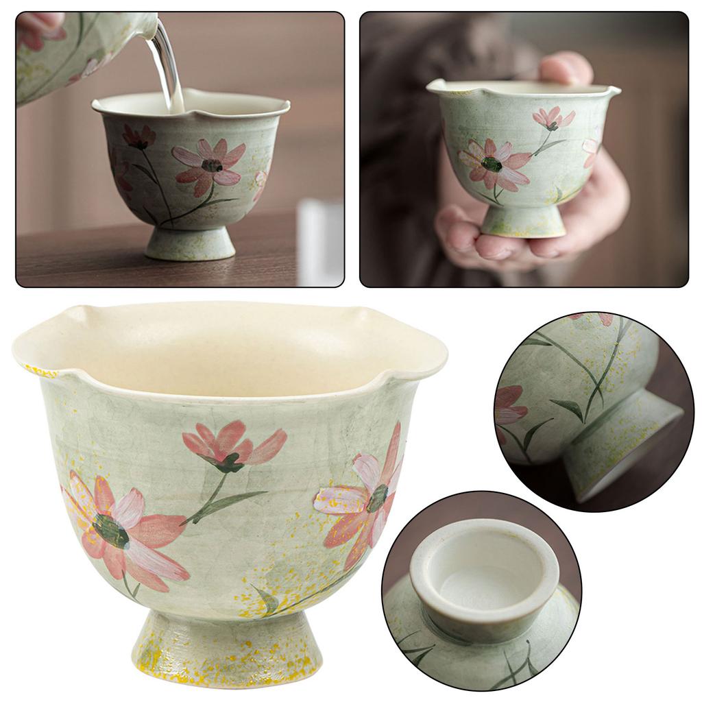 Retro Old Pottery Ceramic Teacup Vintage High Foot Teacup For Home Party